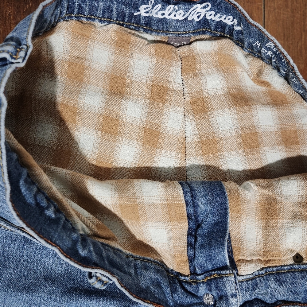 EDDIE BAUER Flannel Lined Jeans Womens boyfriend midrise straight size 10 - Picture 6 of 11